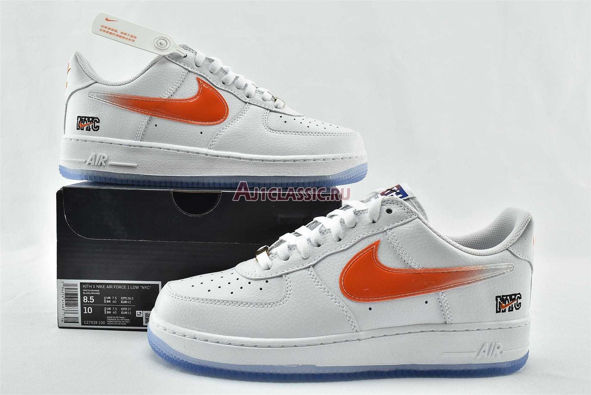 Kith x Nike Air Force 1 Low NYC - White CZ7928-100 White/Rush Blue/White/Brilliant Orange Sneakers