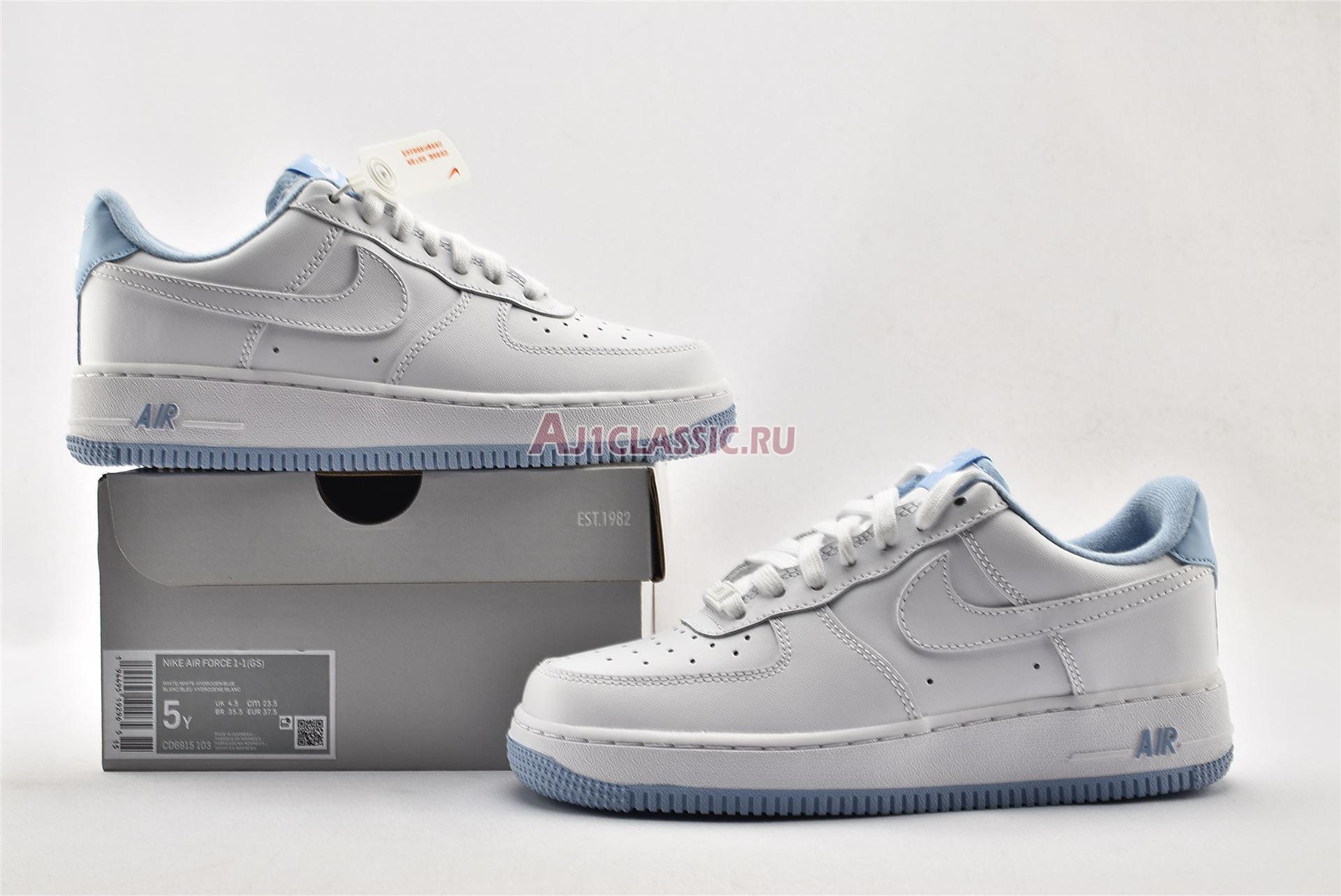 Nike Air Force 1 GS White Hydrogen Blue CD6915-103 White/White/Hydrogen Blue Sneakers