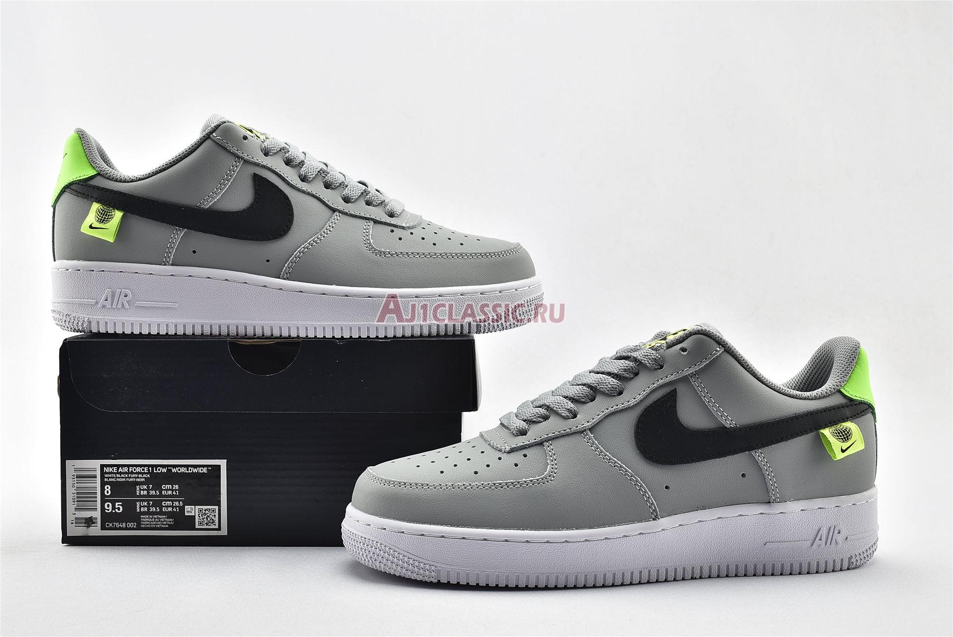 Nike Air Force 1 Low Worldwide CK7648-002 Pure Platinum/Black-Green Strike Sneakers