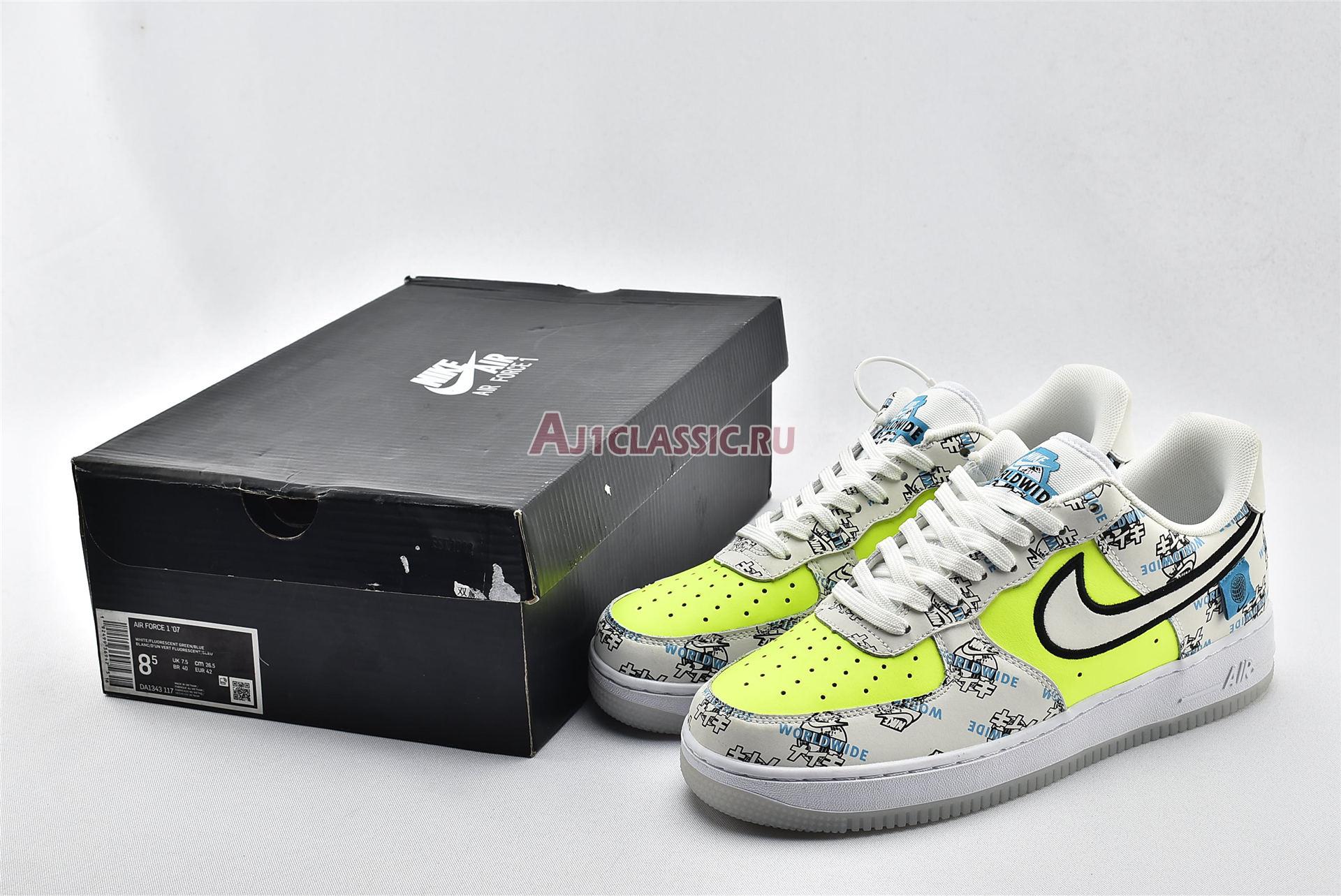 Nike Air Force 1 Low Worldwide Pack DA1343-117 White/White-Volt-Blue Fury Sneakers