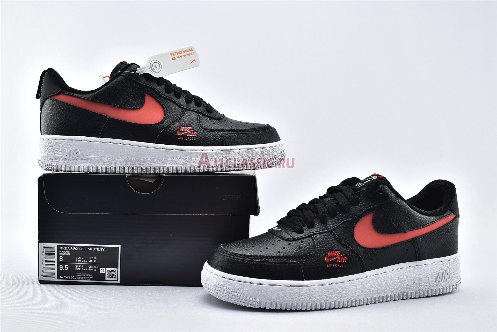 Nike Air Force 1 Low LV8 Utility Bred CW7579-001 Black/University Red-White Sneakers