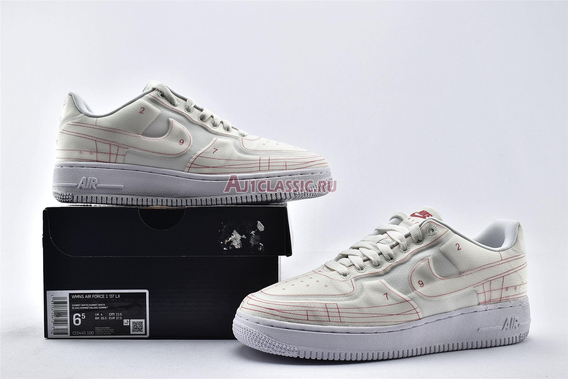 Nike Wmns Air Force 1 07 Low LX Summit White CI3445-100 Summit White/Summit White-University Red Sneakers
