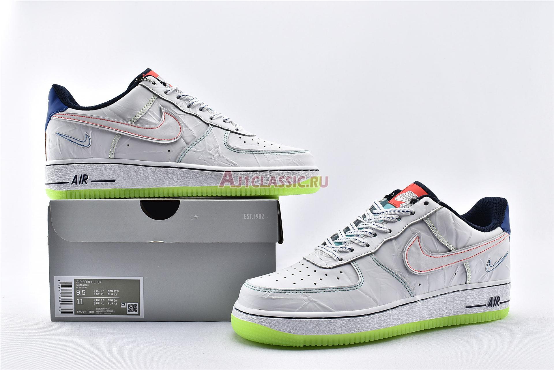Nike Air Force 1 Low BG Outside the Lines CV2421-100 White/White/Racer Blue/Aurora Green Sneakers