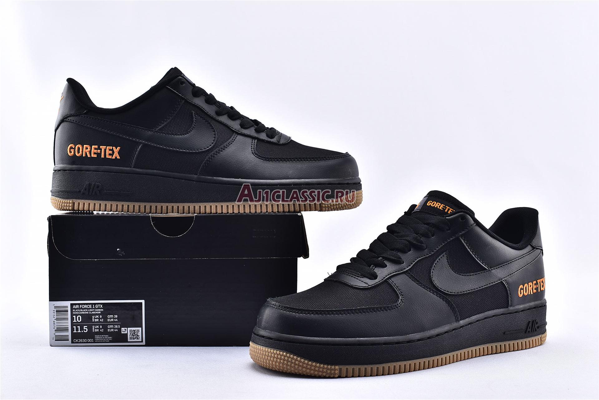 Nike Air Force 1 Low GTX Black CK2630-001 Black/Black/Light Carbon/Bright Ceramic Sneakers