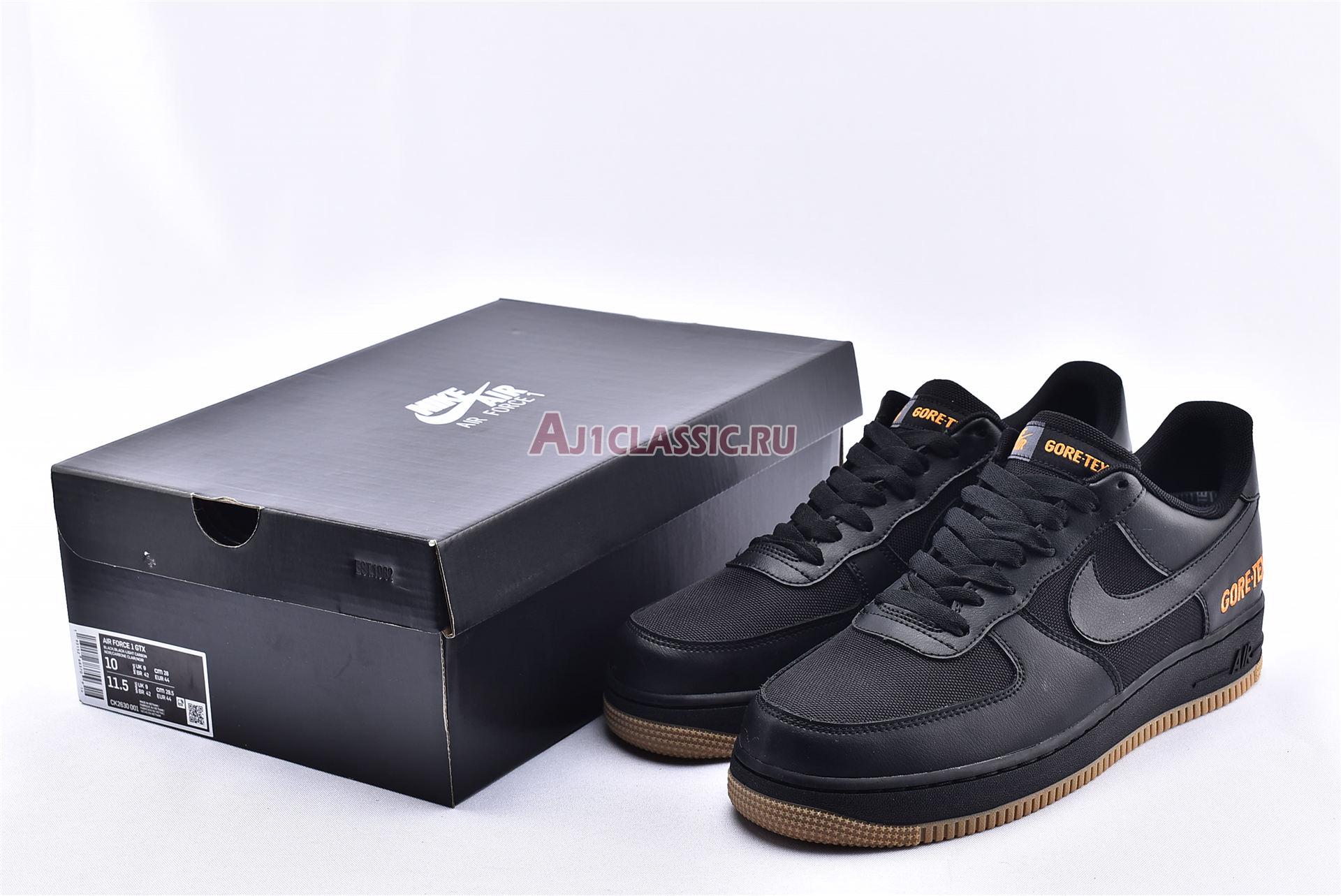 Nike Air Force 1 Low GTX Black CK2630-001 Black/Black/Light Carbon/Bright Ceramic Sneakers