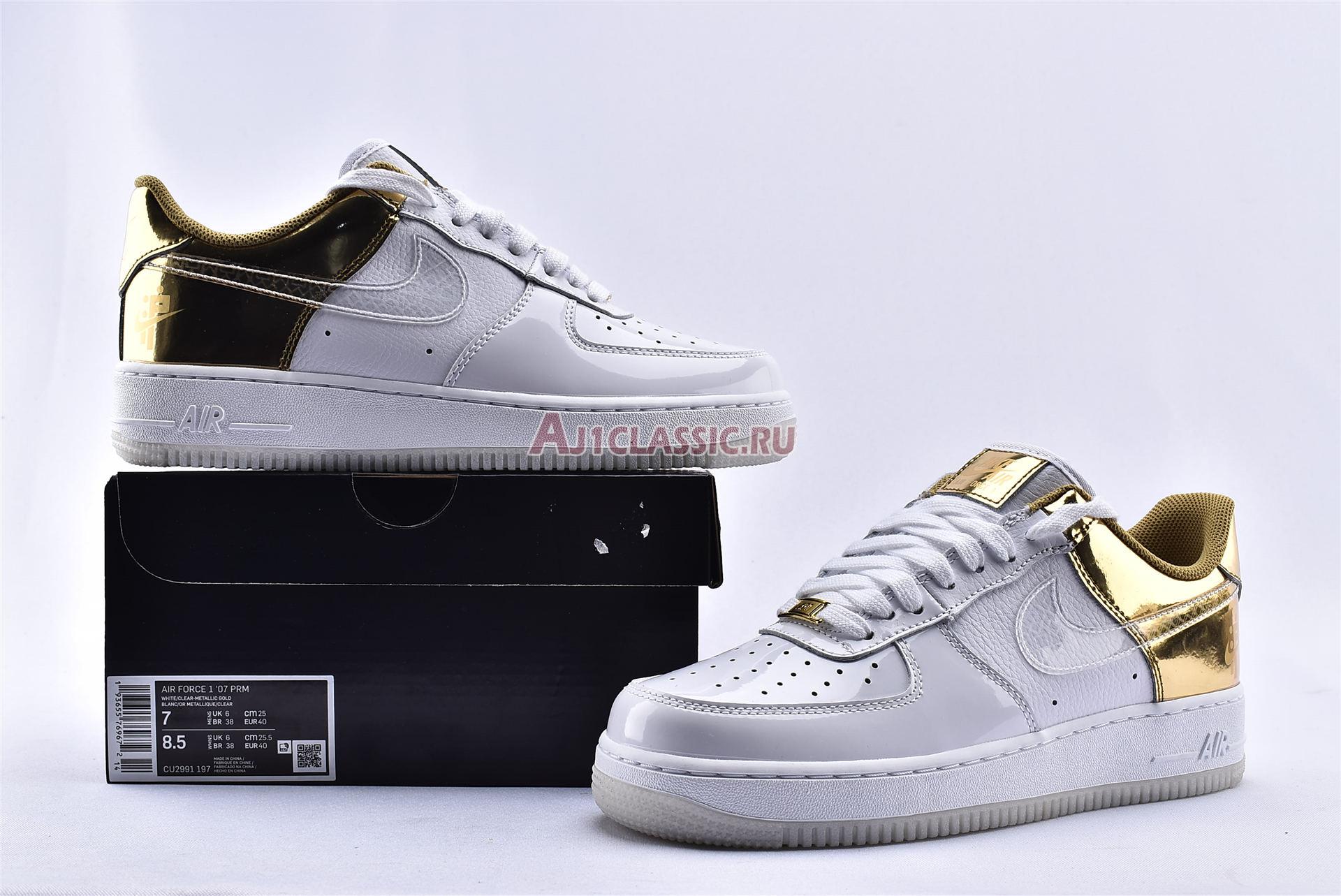 Nike Air Force 1 07 PRM Shanghai CU2991-197 White/Metal Gold/Light Gold/Clear Sneakers