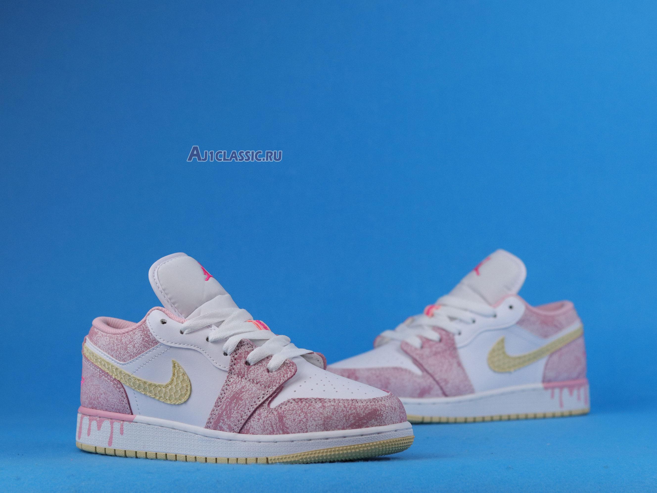 Air Jordan 1 Low GS Strawberry Ice Cream CW7104-601 Arctic Punch/Pale Vanilla/White Sneakers