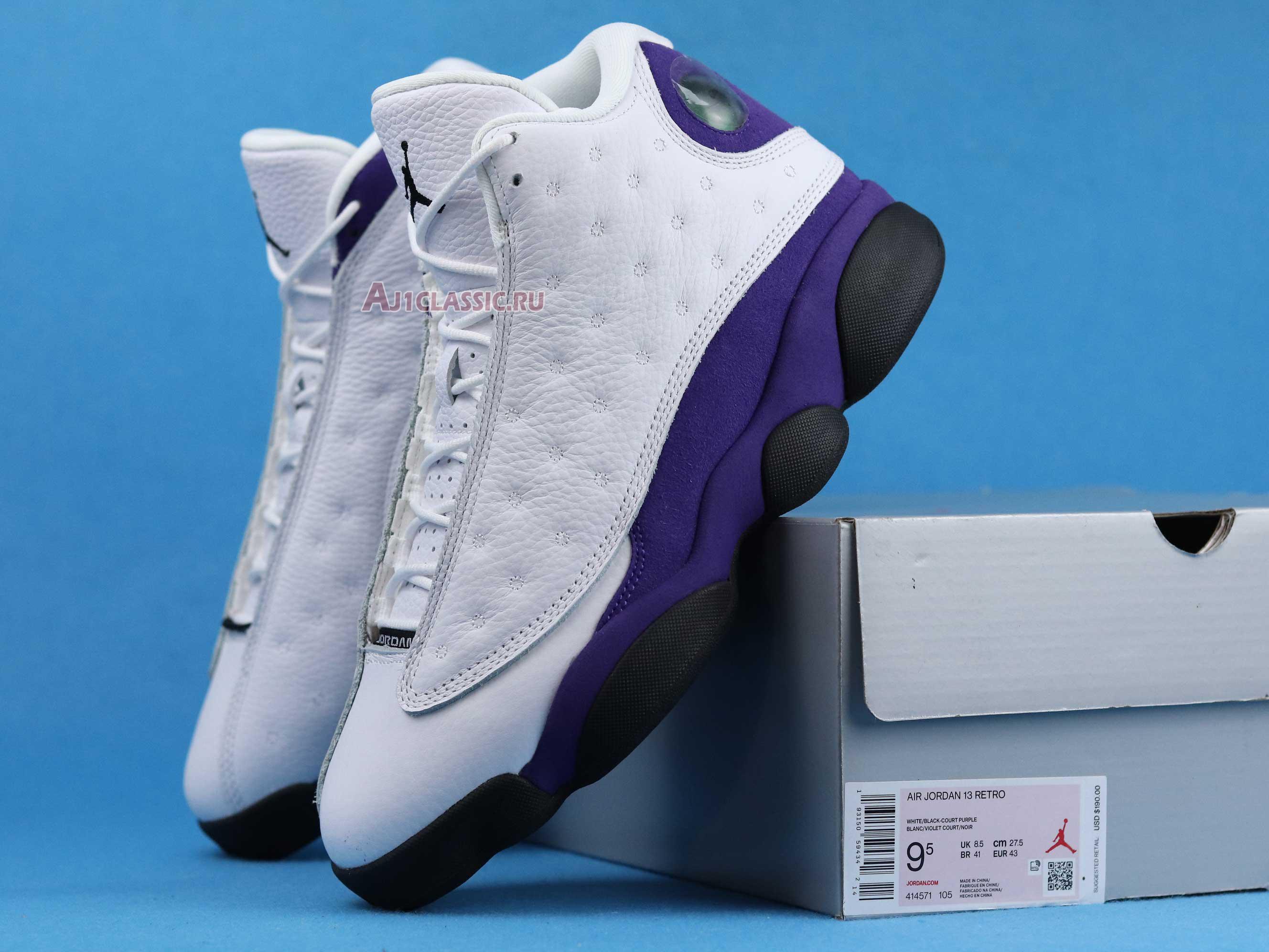 Air Jordan 13 Retro Lakers 414571-105 White/Black/Court Purple/University Gold Sneakers