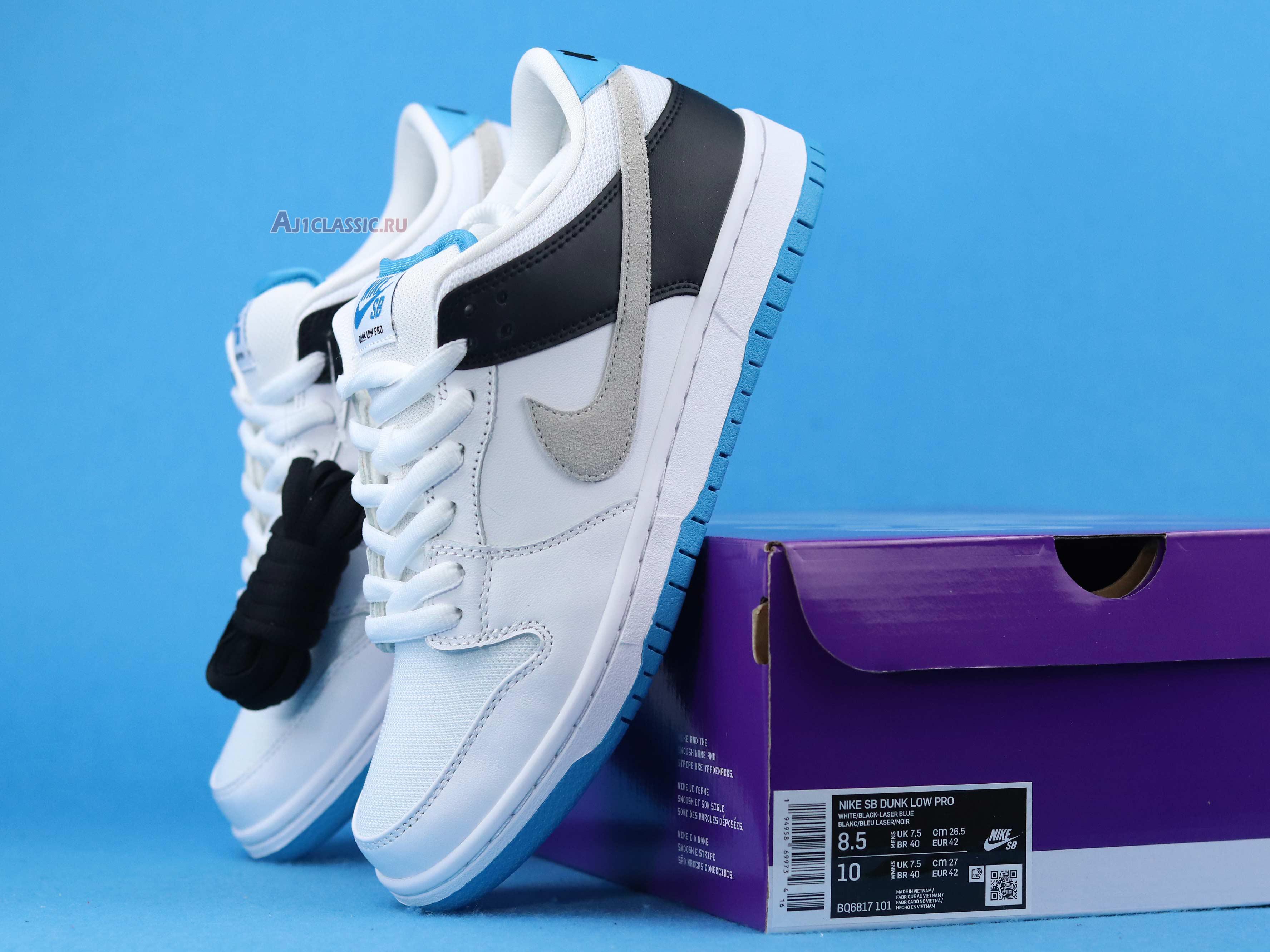 Nike Dunk Low Pro SB Laser Blue BQ6817-101 White/Black/Laser Blue/Neutral Grey Sneakers