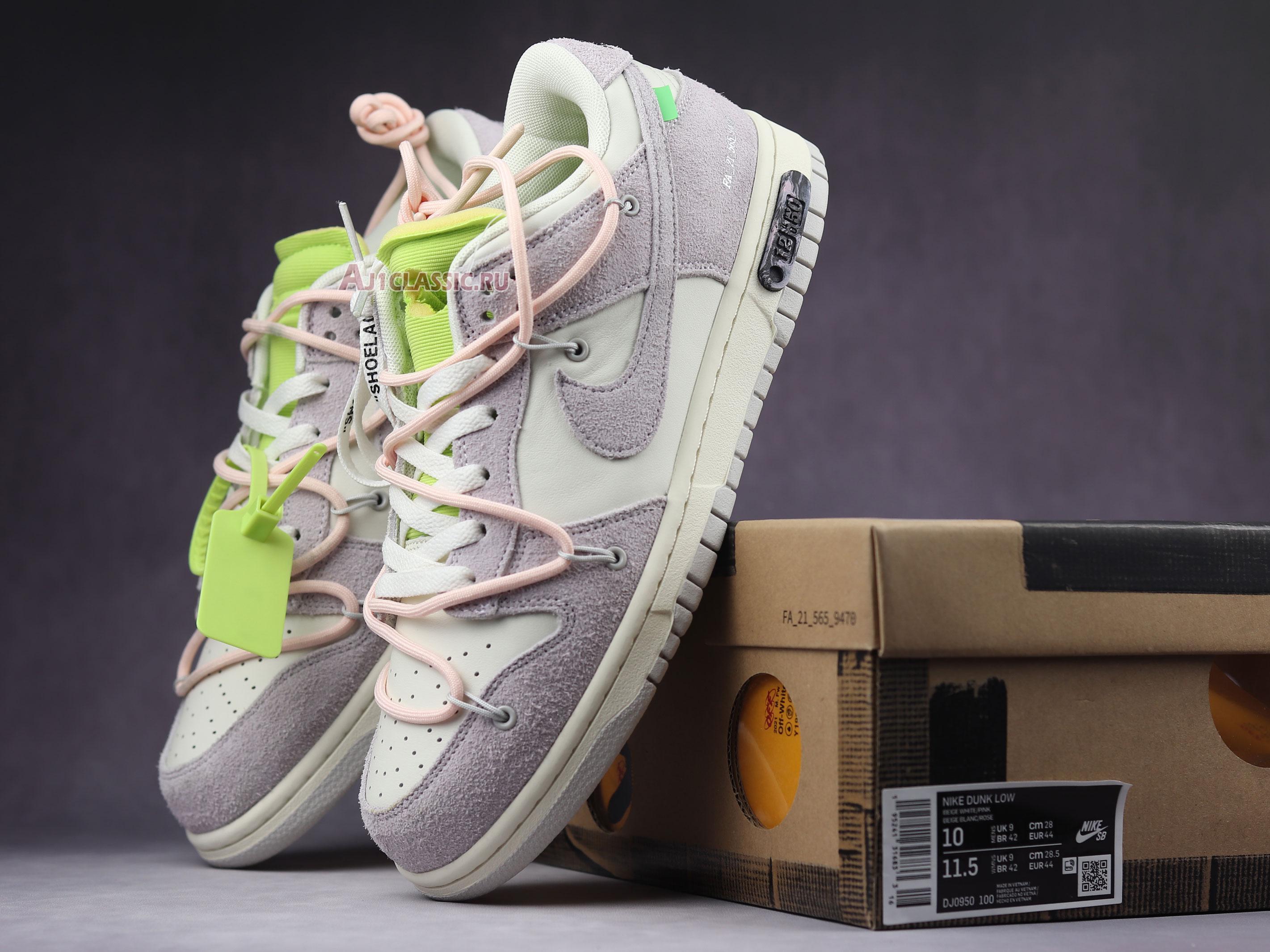 Off-White x Nike Dunk Low Lot 12 of 50 DJ0950-100 Sail/Neutral Grey/Crimson Tint-Pink Sneakers