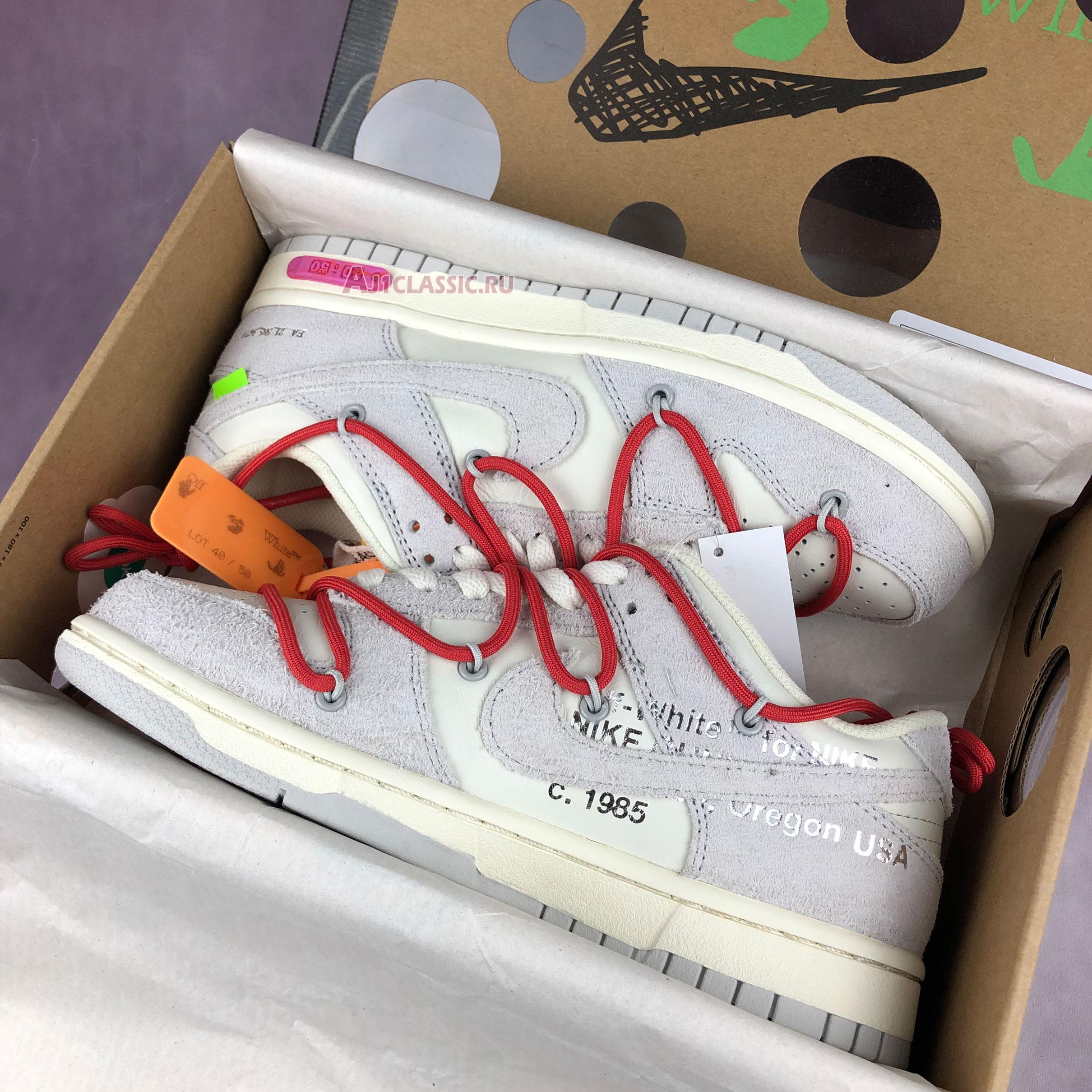 Off-White x Nike Dunk Low Lot 40 of 50 DJ0950-103 Sail/Neutral Grey/Global Red Sneakers