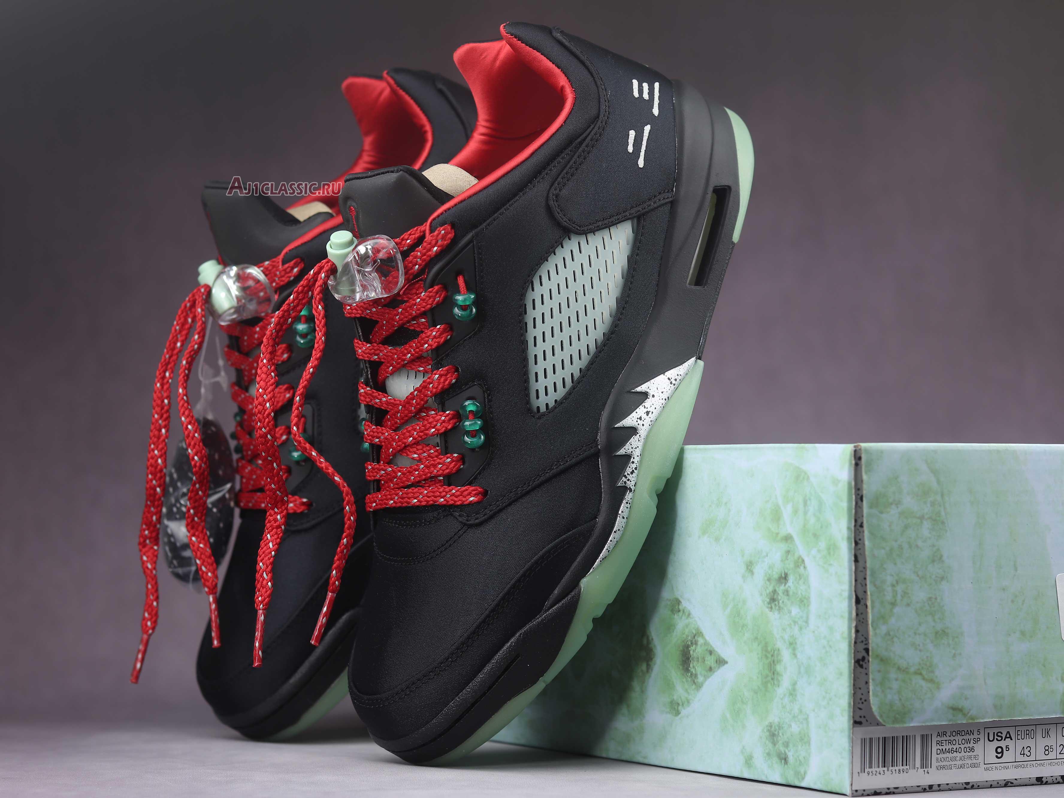 CLOT x Air Jordan 5 Low SP DD9336-400 Black/Classic Jade-Fire Red-Metallic Silver Sneakers